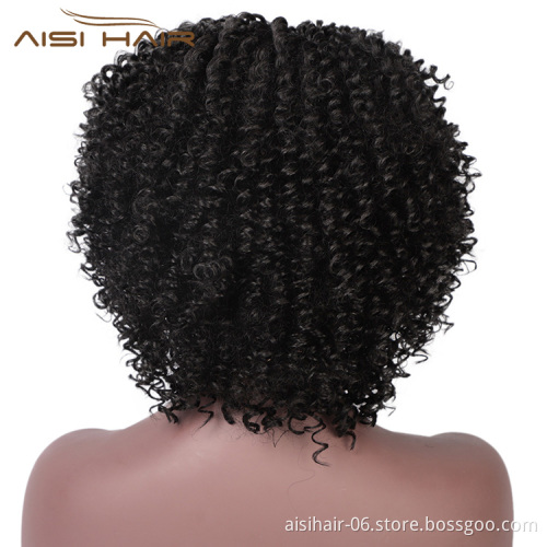African American Synthetic Curly Hair Natural Black Afro Kinky Curly Short Wigs Women Wigs Black Hair For Black